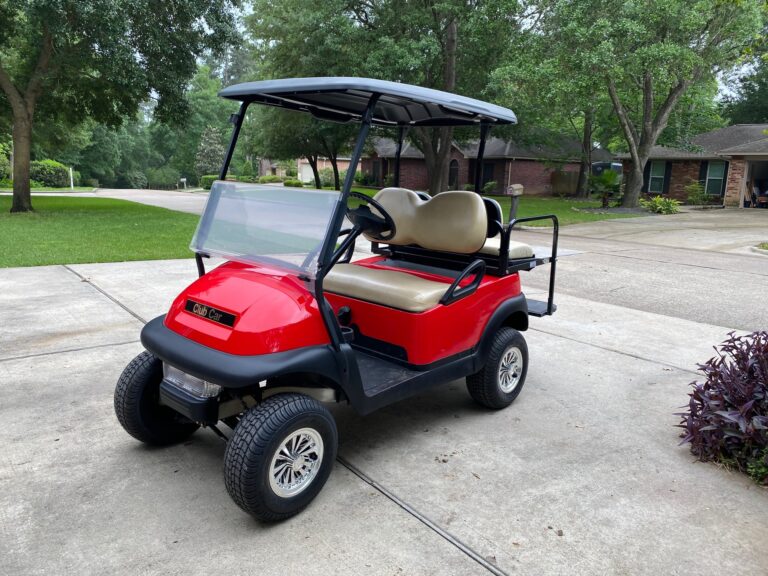 Red Golf Cart with Black Canopy